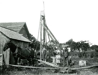 Old photo of water wells in Michigan since 1898